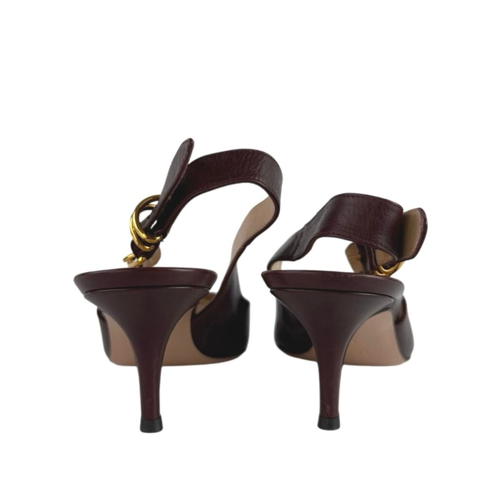 Gianvito Rossi Brown Leather Pointed Toe Buckle Slingback Pumps Shoes 40 US 10 - Picture 3 of 8
